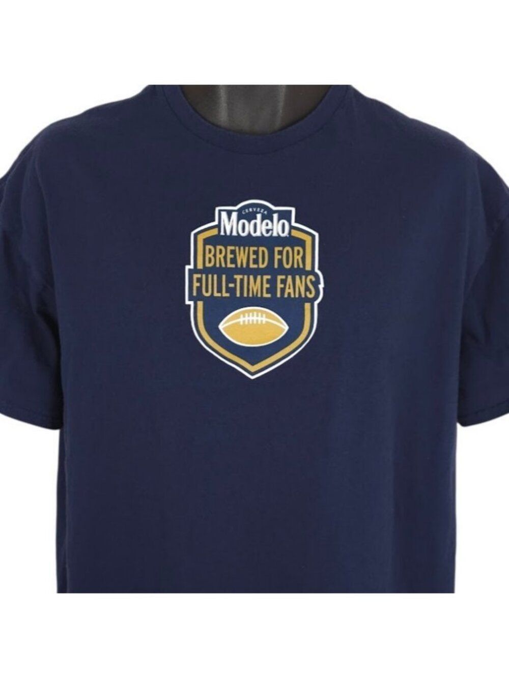 Football T Shirt Mens Size XL Blue Cerveza Modelo Brewed For Full Time Fans
